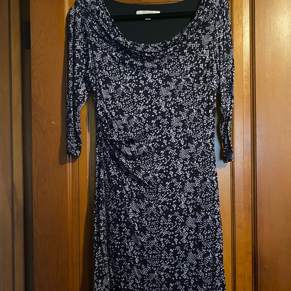 Ann Taylor Loft black/purple dress, cinched side, super cute, size medium